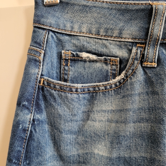 SO jean skirt midi modest button up pencil light wash fall boho - Picture 3 of 4